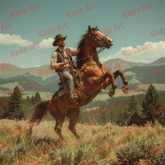Digital Image Art Ai Picture Photo Wallpaper Background Retro Vintage Horse Man