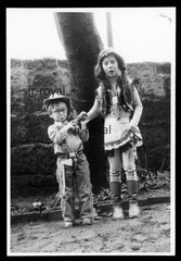 Boy and Girl 1981 in Cowboy and Indian Costume – GDR 1980s – Photo 7x10cm