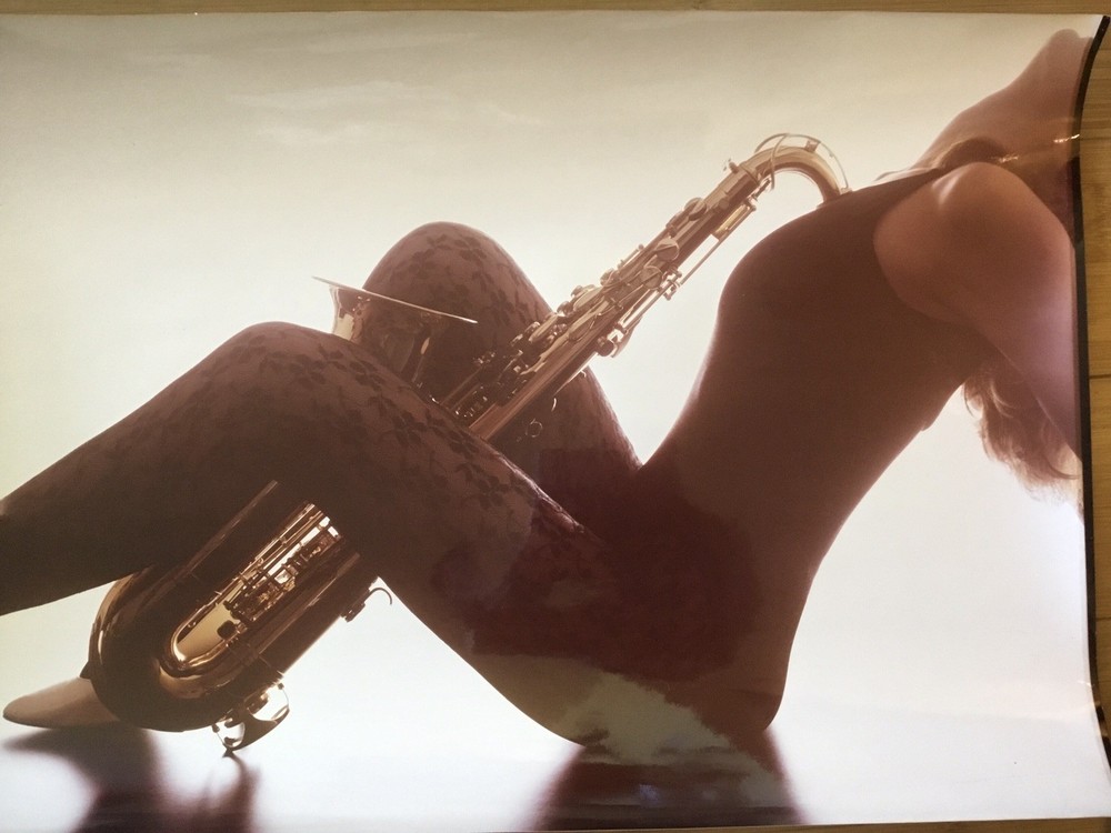 vintage 1989 Monarch Publications Purple Passion sexy saxophonist model poster