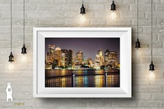 Boston Skyline at Night – Fine Art Photography Prints – Paper, Canvas, Metal