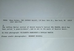 JOFFREY BALLET SIGNED 8×10 PRESS PHOTO ELIZABETH PARKINSON DANCE BALLERINA VTG