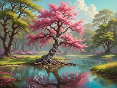 Pink Tree – Digital Image Picture PC Phone Background AI Art, 8 images – #20