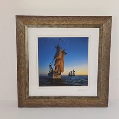 Bill Kinney Signed Photo Schooners On Water Custom Framed 14″ X 14″