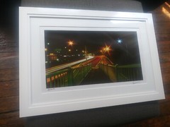 Orig. AP dramatic art photo of nighttime highway, signed/framed