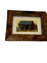 Signed Vintage Barn Photograph 1987 Framed Rustic Farmhouse Cabin Wall Art 9×8