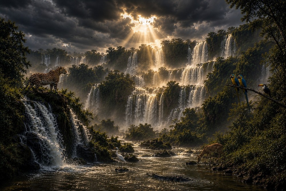 Waterfall Wallpaper Background Cloudy Sky Nature Digital Photo JPEG 1536×1024