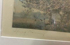 Wallace Nutting Signed Hand-Tinted Lithograph Landscape Framed 18×12 Antique