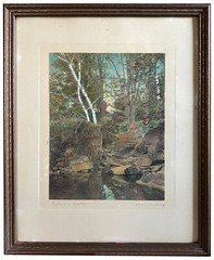 Wallace Nutting Hand Colored Photo «Autumn Waters» Original Frame