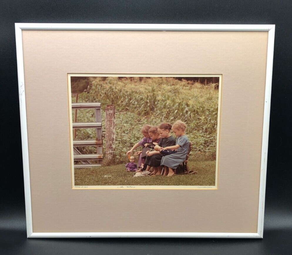 Bill Coleman Amish No 265 «Little Mothers» Framed Photograph Signed 9″ x 6.75″
