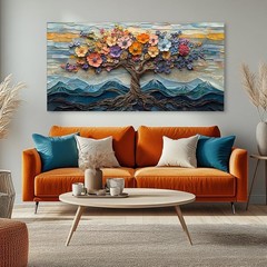 Floral Flower Tree Canvas Wall Art Colorful Tree of Life Painting Prints for …