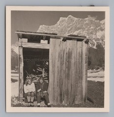 Ehrwald Austria 1943 – 2 Women in Front of Cabin – Vintage Photo 1940s