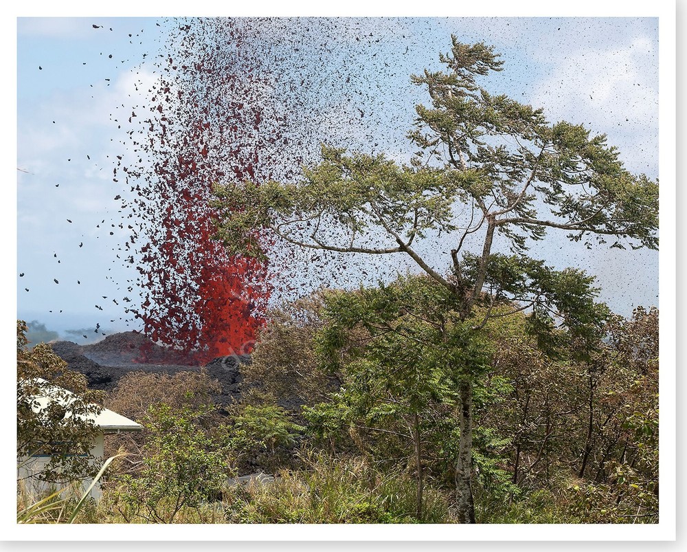 2018 Hawaii Fissure 17 Lava Fountain Kilauea Volcano Silver Halide Photo