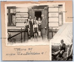 Flensburg 1949 – family in front of house in Mathilden Strasse 4 – photo 10x8cm