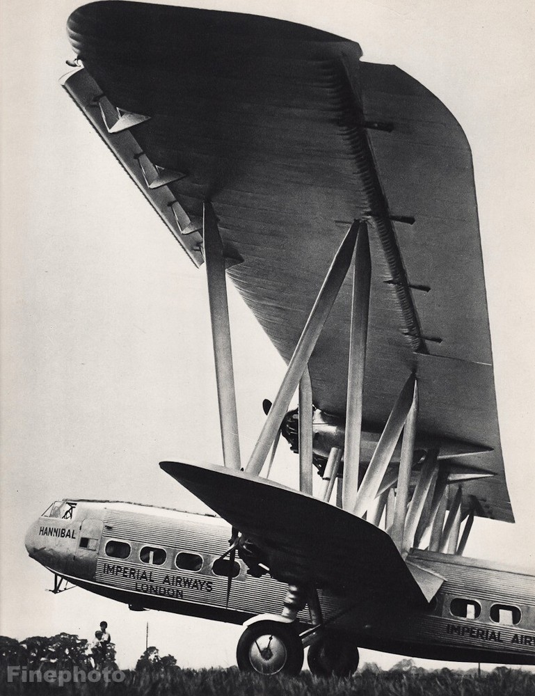 1931 Vintage AVIATION AIRPLANE Aerial IMPERIAL AIRWAYS Passenger Plane Art 16×20
