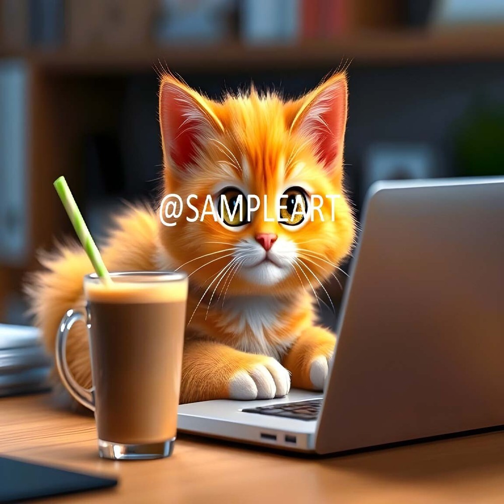 Digital Image Picture Wallpaper Background Desktop AI Art – Orange Tabby Cat