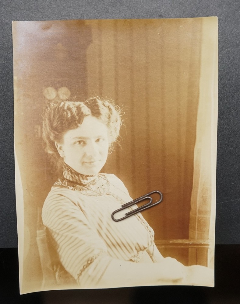 Photo Portrait Woman Mother Model Living Room Hairstyle Look Blouse Dress Sepia Picture