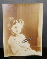 Photo Portrait Woman Mother Model Living Room Hairstyle Look Blouse Dress Sepia Picture
