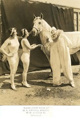 Barnum circus women acrobats by clown and horse antique art photo by Atwell
