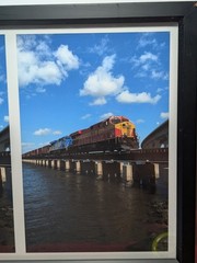 Framed Train Bridge Triptych Wall Art Print Railroad Landscape 25.5 x 13.75