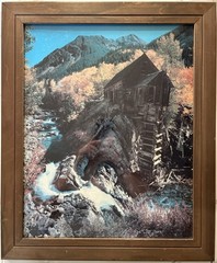 Vintage Crystal Mill Colorado Chromogenic Photograph Solid Wood Framed Large