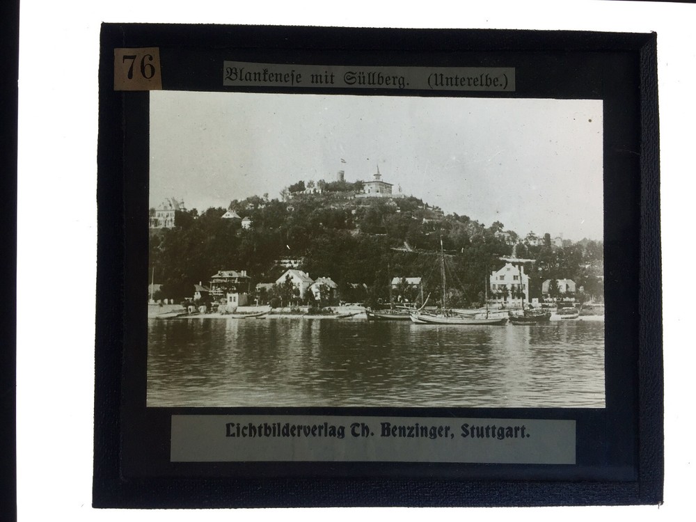 Original old glass slide/plate Hamburg Blankenese Süllberg approx. 1924 8.5x10cm SW-