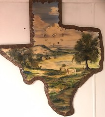 State Of texas Shaped Homestead And bluebonnets Painting On Wood / Signed