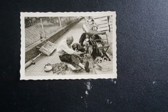 Photo Motorcycle Repair around 1950 License Plate BR 6 x 9 cm
