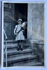 orig. Photo Child Girl School Bag Enrollment School Circa 1930