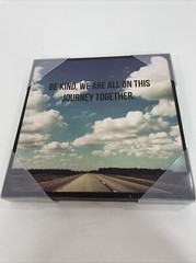 Art Photography Canvas Open Road Journey 11.5” x 11.5” x 1.25” Blue White Brown