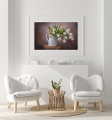 Floral Print of White Tulips wall art print home decor.
