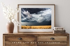 Country Photography Print – Picture of Storm Clouds Over Wheat Field in Kansas