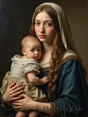 A4 Photo Mother Child Tenderness Artistic Glossy Paper Decor 051