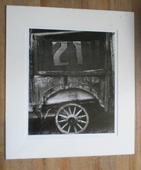 signed AP Original Black & White Photograph CIRCUS WAGON WHEEL 18 1/2″x22 1/2″