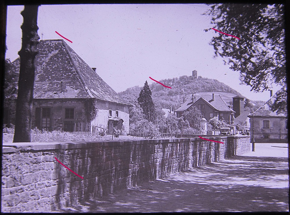 Karlsruhe Durlach Turmberg historical motif glass picture