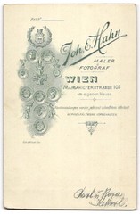 Photograph Joh. E. Hahn, Vienna, young bridal couple on wedding day in wedding dress n