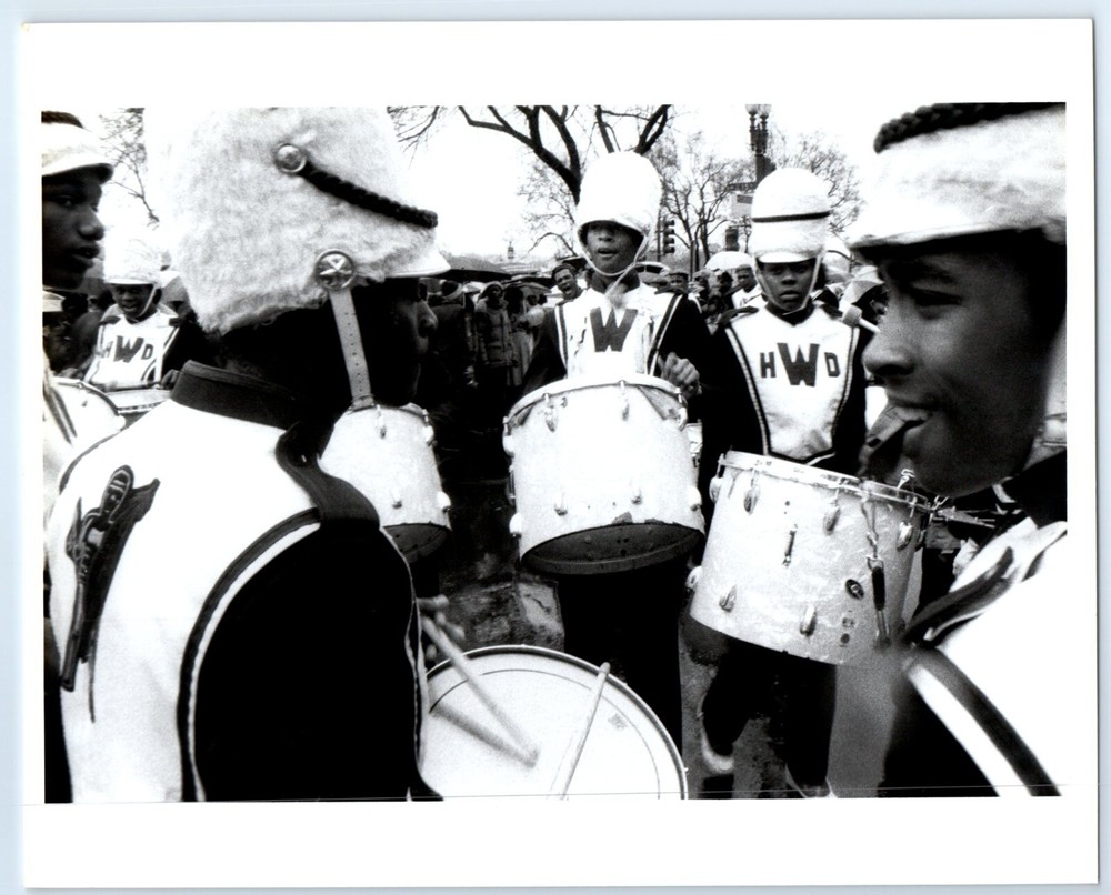 Black Marching Band Drummers Robert DeMilt Original Photograph 8×10″ c.1983