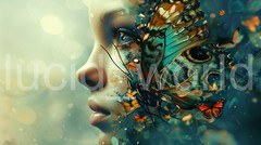Butterfly Woman Dreamy Fantasy Art Digital Download Realistic Portrait AI Art