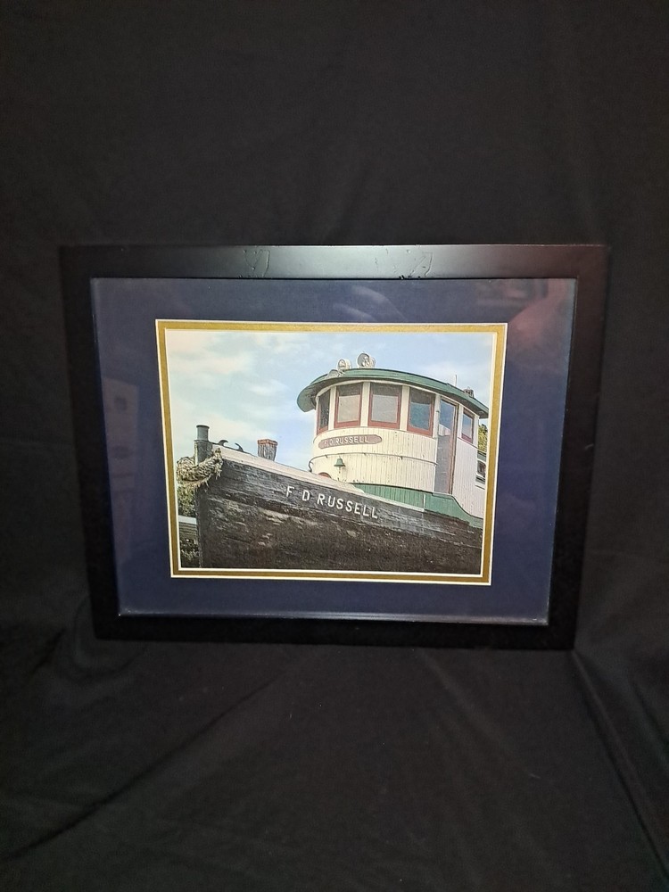 F. D. Russell Tug Boat Framed Picture 43 Foot Wooden Ship Ponce Inlet Florida