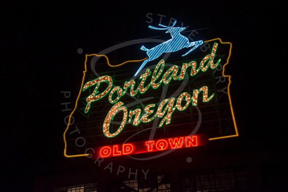 Portland Oregon Old Town Neon Sign 8×12 Print Metallic Paper