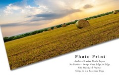 Country Photography Print – Picture of Hay Bale Under Stormy Sky in Oklahoma