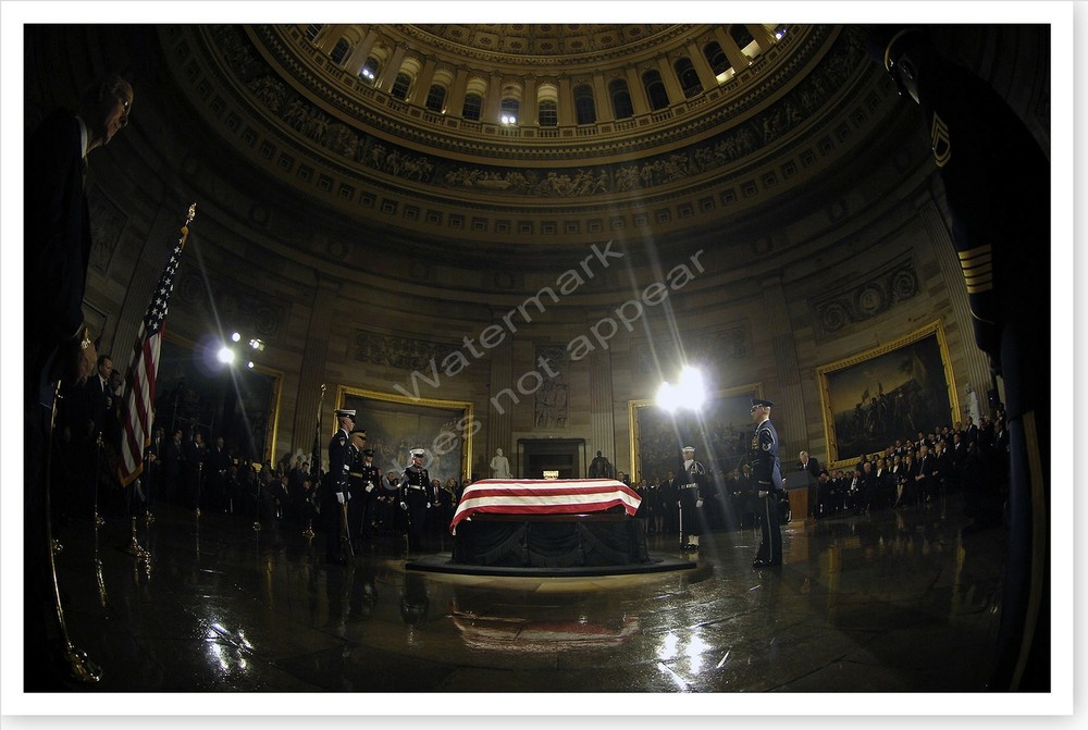 President Gerald Ford Funeral Lying In State Capitol Rotunda Silver Halide Photo