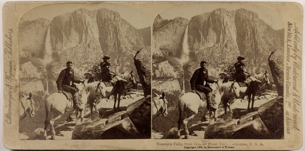 USA California Yosemite Cascade 1884 Photo Stereo Vintage Album