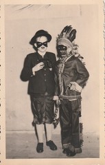 Photo Postcard Boys in Carnival Costume Cowboy and Indian Snapshot 1950s