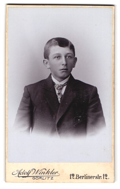 Photograph Adolf Winkler, Görlitz, Berlinerstraße 12, portrait of a young man