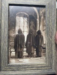 4×6 Creepy 3 Monks Photo In Old Church In Plastic Wood Frame Gothic Mid Evil