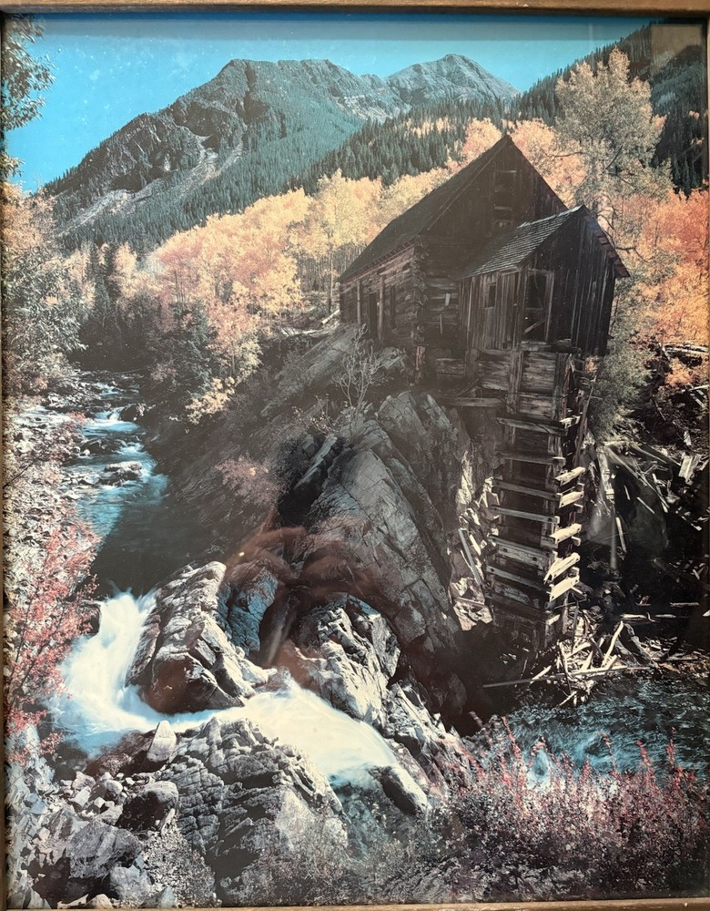 Vintage Crystal Mill Colorado Chromogenic Photograph Solid Wood Framed Large