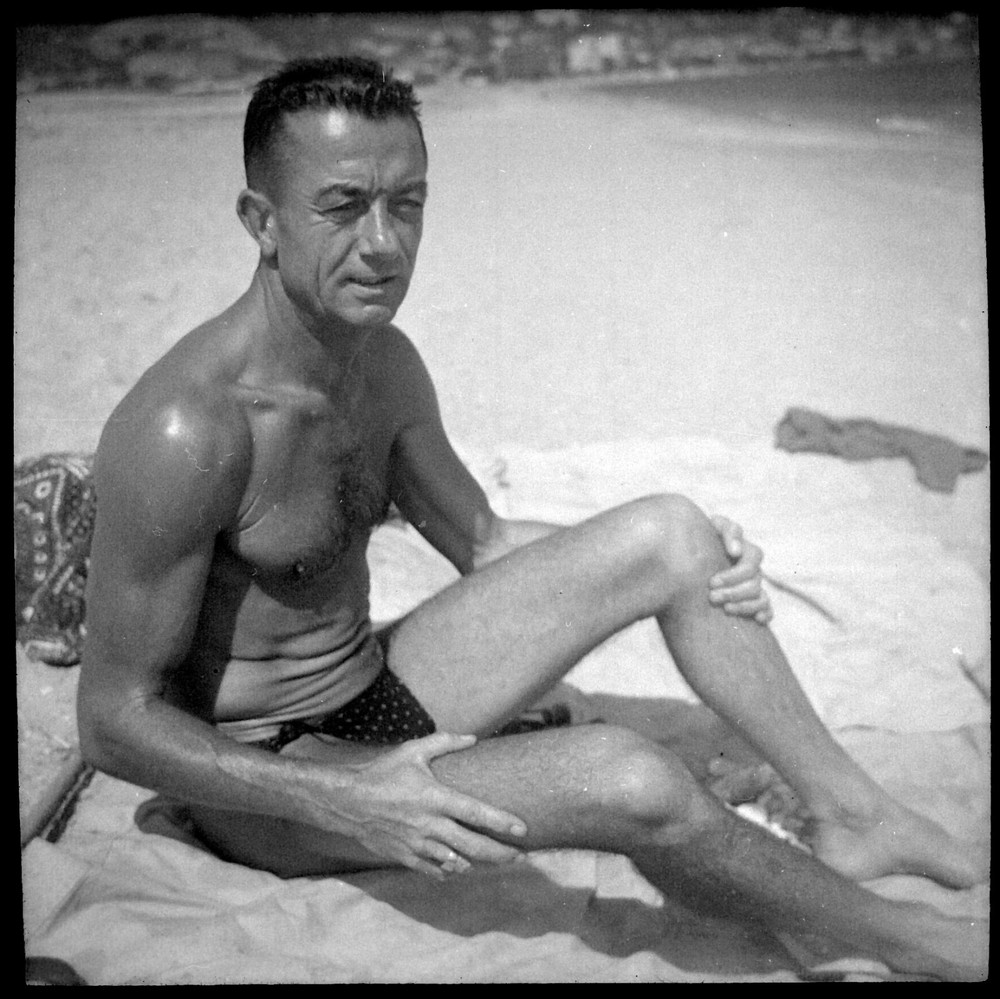 Mens Beach Swimsuit Negative Photo Vintage + Original Print Year 1950