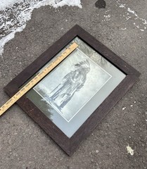 Vintage Print Omaha Chief, Black Bird , 9×13, Wood Frame , Heyn 1890’s