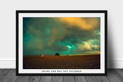 Thunderstorm Over Field Stormy Oklahoma Nostalgic Farm Country Photography Print