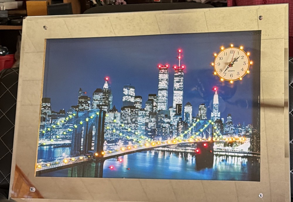 26x19x2 LED Lighted Picture Of NYC Skyline With Twin Towers